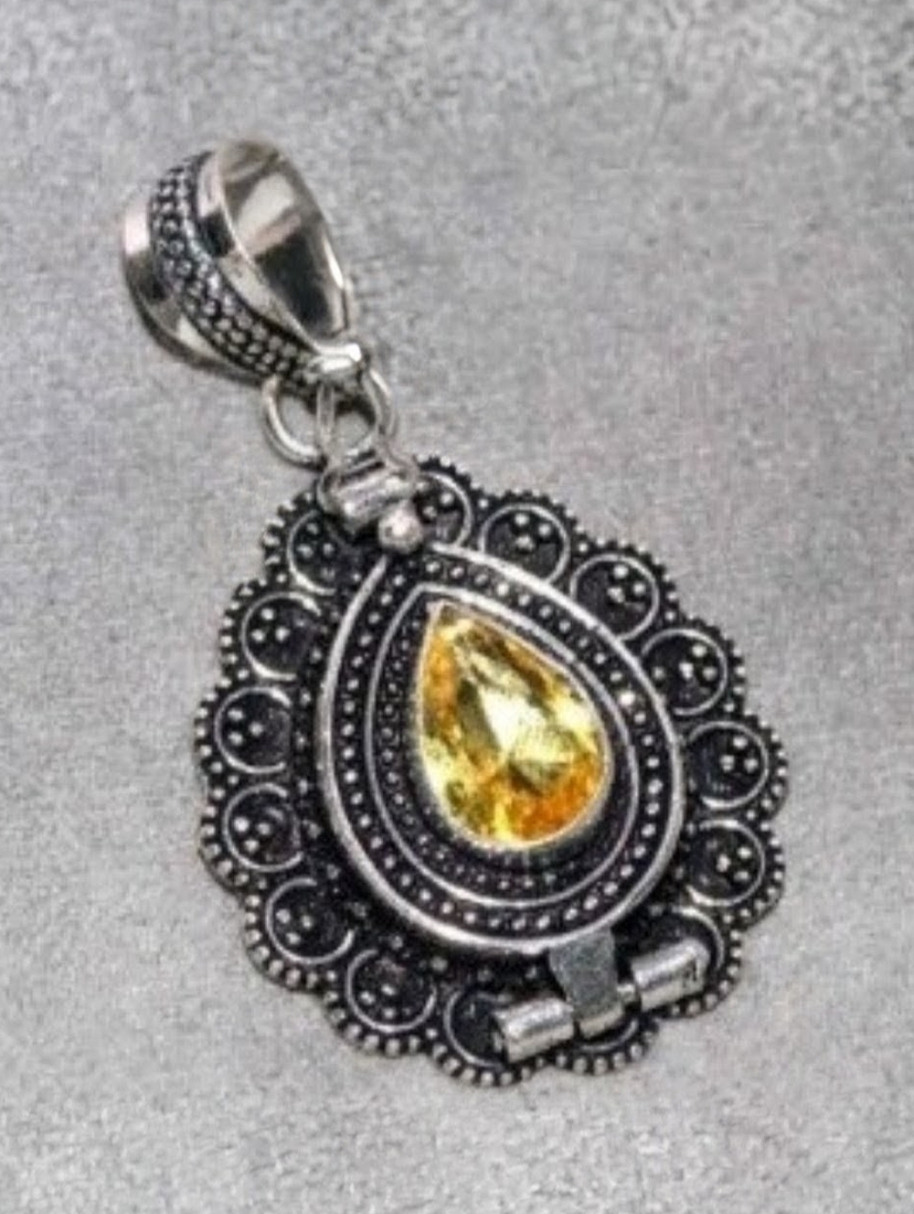 Citrine Gemstone Jewelry 925 Sterling Silver Poison Locket Pendant Necklace